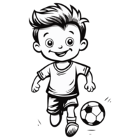 söt liten pojke spelar fotboll sparkar de fotboll png