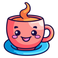 Coffee emoji cup with eyes. Kawaii cup. Element for menu. Emoji icon png