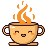 café emoji taza con ojos. kawaii taza. elemento para menú. emoji icono png