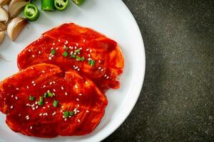 pork Korean marinated or fresh pork raw marinated with Korean spicy paste photo