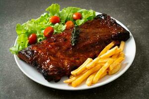 grilled and barbecue ribs pork photo