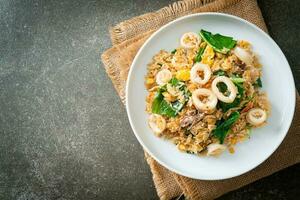 Fried rice with squid or octopus photo