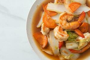 stir-fried Chinese cabbage with shrimps photo