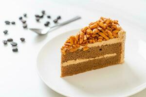 coffee almonds cake on plate photo