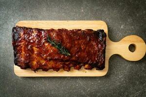 grilled and barbecue ribs pork photo