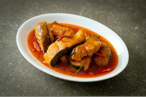Redtail Catfish Fish in Dried Red Curry Sauce that called Choo Chee photo