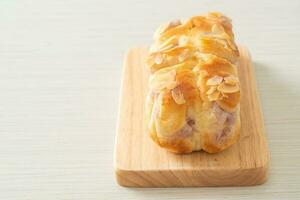 taro toast bread on wood board photo