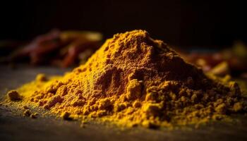 Colorful spices pile high, adding Indian heat generated by AI photo