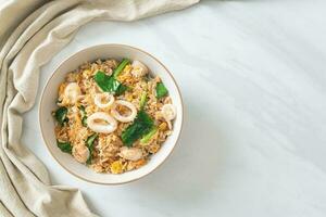 Fried rice with squid or octopus photo
