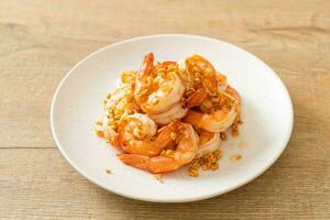 fried shrimps or prawns with garlic photo