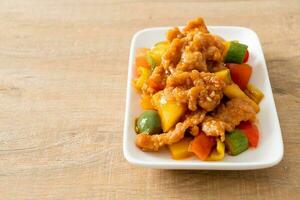 Stir fried sweet and sour sauce with pork photo