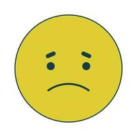 Sad yellow emoticon flat line color isolated vector icon. Emoji expressing disappointment. Editable clip art element on white background. Simple outline cartoon spot illustration for web design