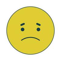 Sad yellow emoticon flat line color isolated vector icon. Emoji expressing disappointment. Editable clip art element on white background. Simple outline cartoon spot illustration for web design