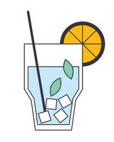 Cocktail summer drink flat line color isolated vector object. Summertime refreshment. Mint mojito. Editable clip art image on white background. Simple outline cartoon spot illustration for web design