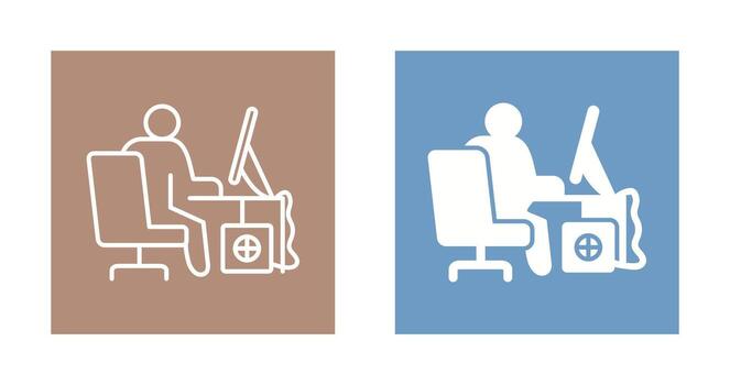 icono de vector de trabajador de computadora