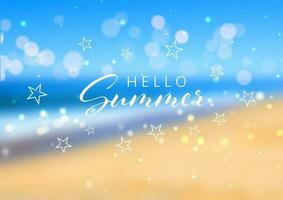 Summer themed background with defocussed beach background vector