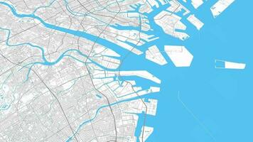 azul gris Osaka mapa antecedentes bucle. hilado alrededor Japón ciudad aire imágenes. sin costura panorama giratorio terminado céntrico fondo. video
