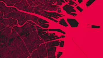 negro rosado Osaka mapa antecedentes bucle. hilado alrededor Japón ciudad aire imágenes. sin costura panorama giratorio terminado céntrico fondo. video