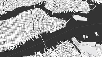 negro y blanco nuevo York mapa antecedentes bucle. hilado alrededor unido estados ciudad aire imágenes. sin costura panorama giratorio terminado céntrico fondo. video