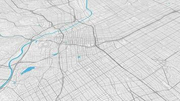 Light blue grey Los Angeles map background loop. Spinning around United States city air footage. Seamless panorama rotating over downtown backdrop. video