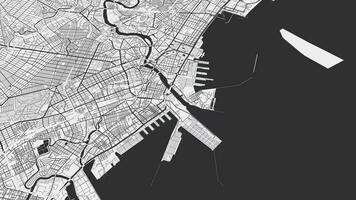 Black and white Manila map background loop. Spinning around Philippines city air footage. Seamless panorama rotating over downtown backdrop. video