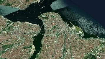 satellitare Istanbul carta geografica sfondo ciclo continuo. Filatura in giro tacchino città aria filmato. senza soluzione di continuità panorama rotante al di sopra di centro sfondo. video