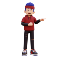 3d masculino personagem apontando esquerda png