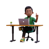3d male character got an idea while working on a laptop png