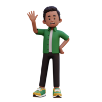 3d male character waving png