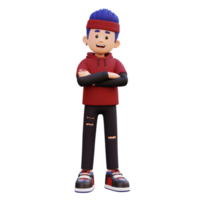 3d male character arm crossed png