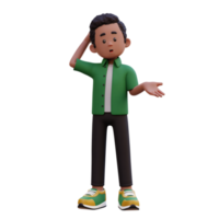 3d Masculin personnage confus png