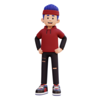 3d masculino personaje mano en cadera png