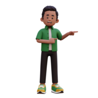 3d Masculin personnage montrer du doigt la gauche png