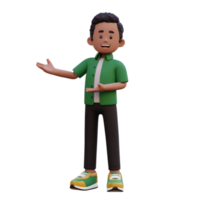 3d male character presenting to the right png