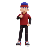 3d male character give a thumb up png