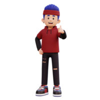 3d male character give a thumb up png