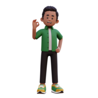 3d male character give ok sign png