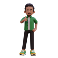 3d male character give a thumb up png