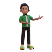 3d male character presenting to the left png