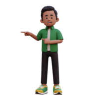 3d masculino personaje señalando Derecha png