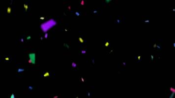 Falling effect colorful confetti flying  on black background video