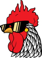 Rooster Head with Sunglasses PNG Illustration