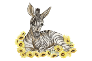 zebra composizione . acquerello mano disegnato tropicale animale . png