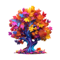 Colorful illustration of trees isolated on background with AI Generated png