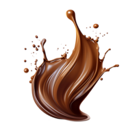 Splash of chocolate illustration, isolated object transparent background. AI Generated png