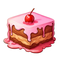 rose gâteau avec fraise le thème de nourriture et dessert, isolé objet transparent Contexte. ai généré png