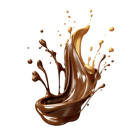 Splash of chocolate illustration, isolated object transparent background. AI Generated png