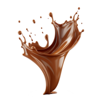 Splash of chocolate illustration, isolated object transparent background. AI Generated png