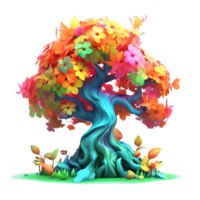 Colorful illustration of trees isolated on background with AI Generated png