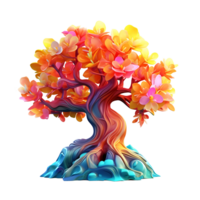 Colorful illustration of trees isolated on background with AI Generated png